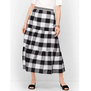 Talbots Women’s Size XLp Buffalo Check Tiered Midi Skirt